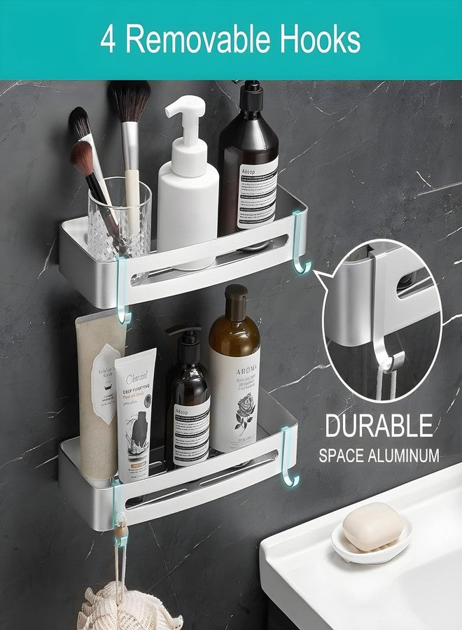 Boniry 2 Pcs Self-Adhesive Wall Shelf | Organiser Stand Rack Without Drilling | Accessories and Storage Rack for Bathroom (Silver) - Image 4